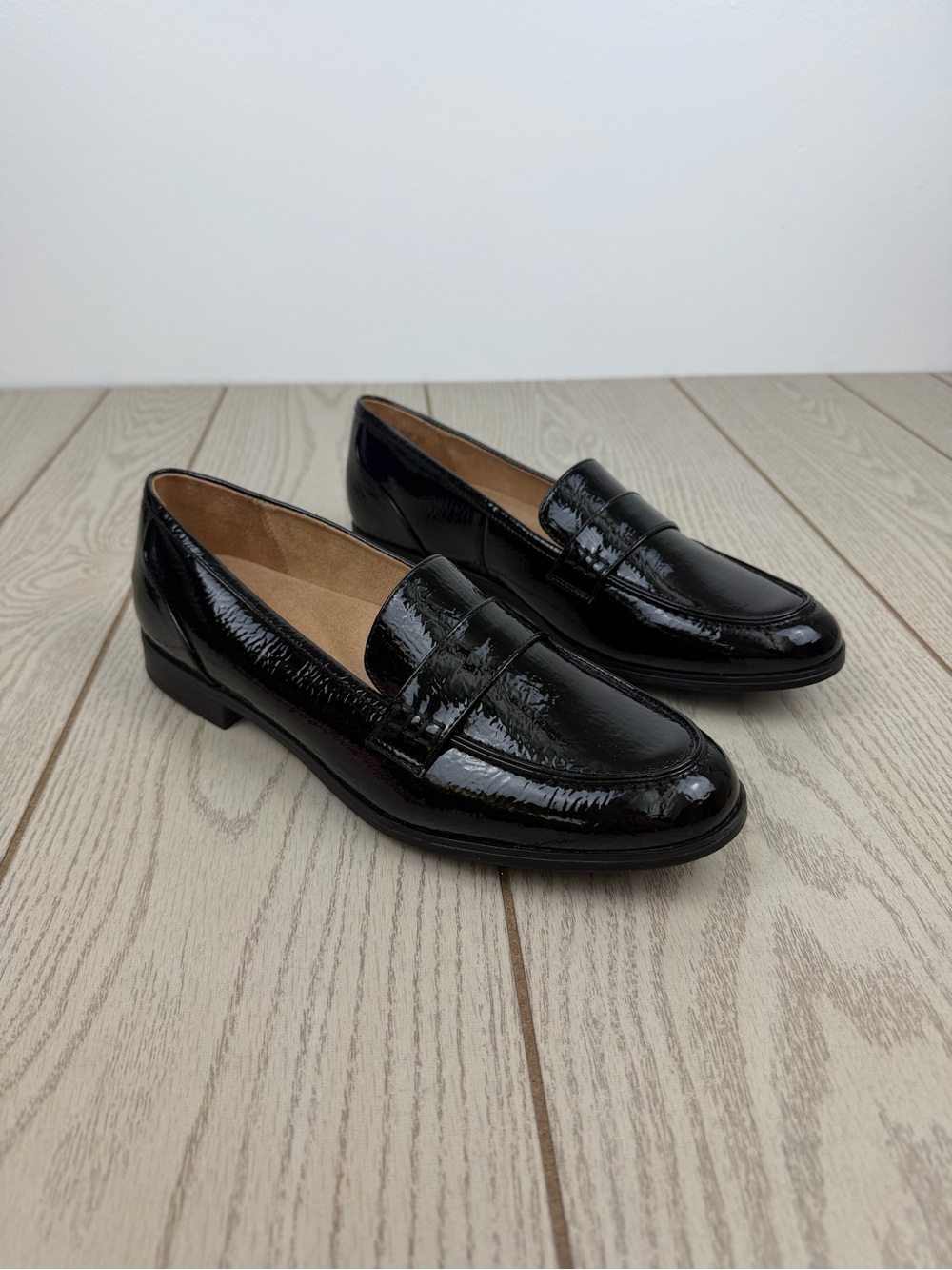 Naturalizer Women's Milo Slip On Penny Loafers 11W Black Faux Patent $100